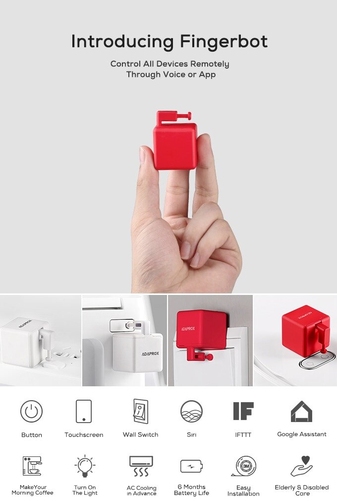 Dispositivo Fingerbot, inalámbrico y bluetooth por toda la casa